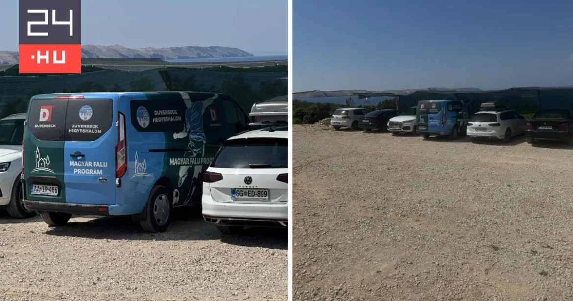 Pagsziget egyik strandjánál parkolt az amatőr focicsapat falubusza